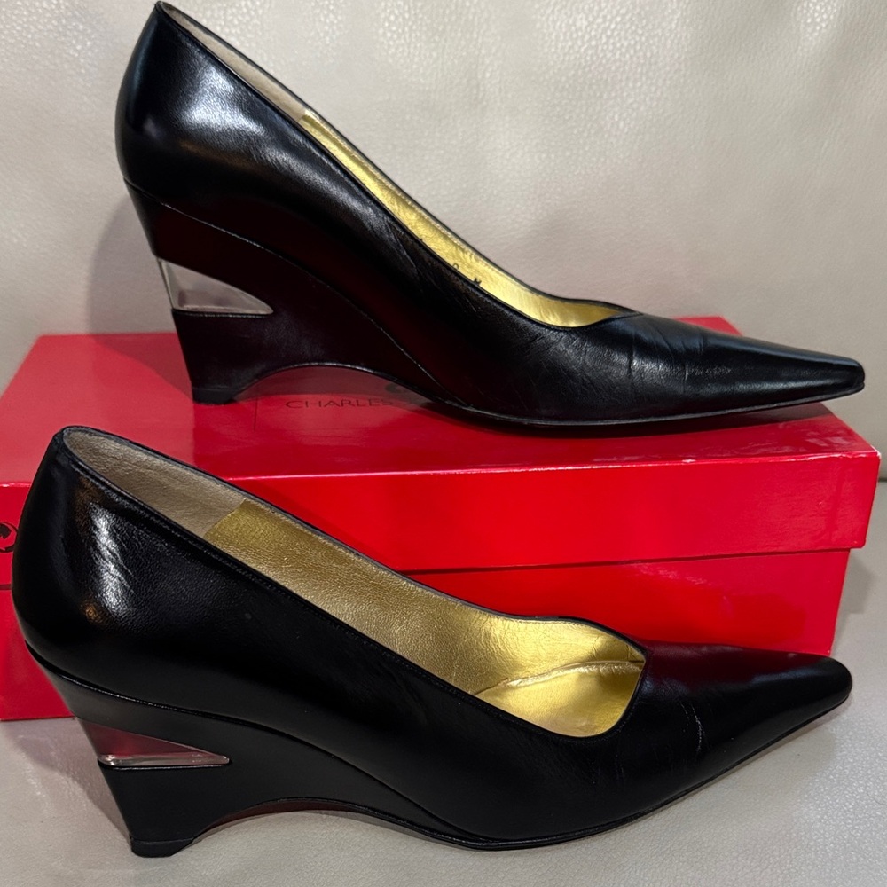 Charles Jourdan Black Wedge Shoes
